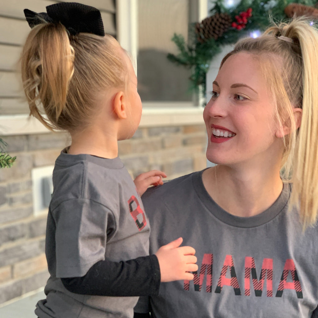 Bella Lexi Boutique Mama Bear Shirt, Mommy and Me Shirts, Mommy and Me Outfits, Buffalo Plaid Shirt, Mom Shirts, Family Outfits, Baby Shower Gift for Mom, Red Crew Neck